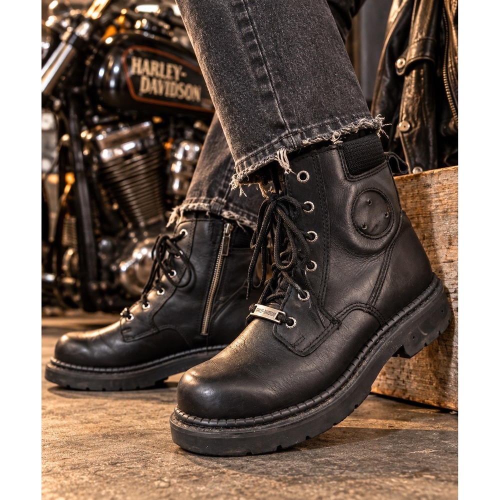 Harley-Davidson Riddick Men's 7/ Women's 8.5 Black Leather Motorcycle Boots